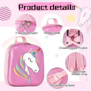 Sanwuta 4 Pieces Unicorn Luggage for Girls Pink Travel Rolling Suitcase with Wheels Kids Luggage Set with Backpack Neck Pillow Name Tag