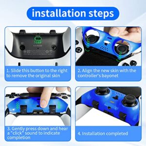 PS5 Edge Controller Skin, Custom Grip Decorative Strip Skin Protective Cover Case, DIY Faceplate Replacement Shell for Playstation 5 Dualsence Edge Controller, Blue