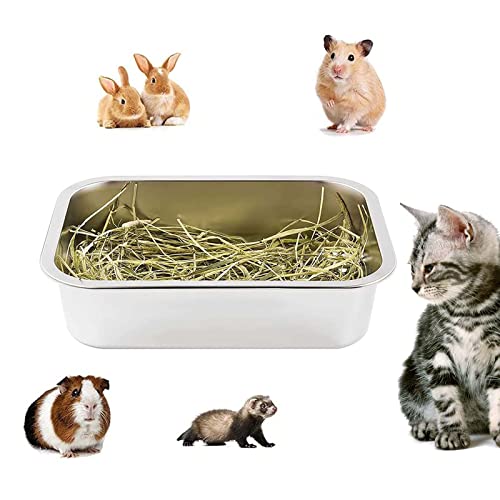 QHHVAIT Stainless Steel Litter Box for Cat and Rabbit Odor Control Non Stick Smooth Surface Easy to Clean Never Bend Rust Proof Sliver