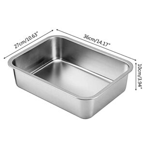 QHHVAIT Stainless Steel Litter Box for Cat and Rabbit Odor Control Non Stick Smooth Surface Easy to Clean Never Bend Rust Proof Sliver