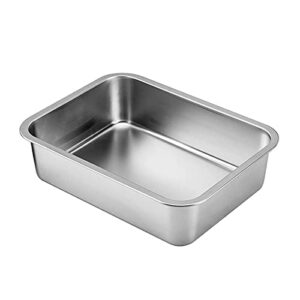 QHHVAIT Stainless Steel Litter Box for Cat and Rabbit Odor Control Non Stick Smooth Surface Easy to Clean Never Bend Rust Proof Sliver