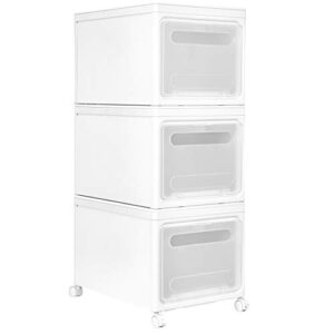 sun & summer 3 pcs plastic drawers storage stackable clear organizer drawers storage bins with lids drawers baby dresser storage boxes white for toys and clothes