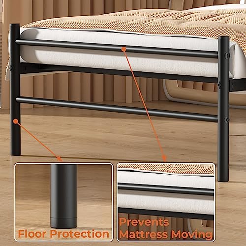 SOROGRA Twin Bed Frame with Headboard and Footboard, Bed Frame Platform with Storage Space, Heavy Duty Metal Bed No Box Spring Required, 11'' Under-Bed Storage, Anti-Slip, Noise Free, Black