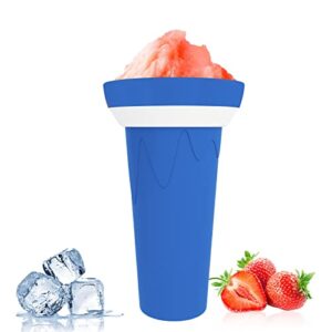 guicami slushie maker cup,slush cup,portable and double silicone layer ice cream maker,magic quick frozen ice cup for milk shake,smoothies and diy drinks,blue