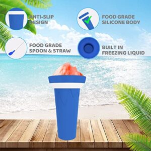 GUICAMI Slushie Maker Cup,Slush Cup,Portable and Double Silicone Layer Ice Cream Maker,Magic Quick Frozen Ice Cup for Milk Shake,Smoothies and DIY Drinks,Blue