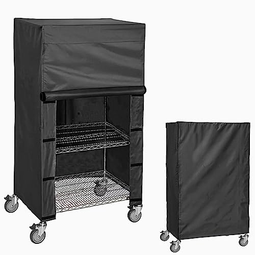 ZYSUOR Shelving Cover Storage Shelf Cover Wire Shelves Cover,36" Wx14 Dx72 H,Durable Velcro Design on Both Sides of The Front for Easy and Quick Opening and Closing,Black,only Cover