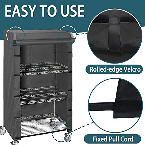 ZYSUOR Shelving Cover Storage Shelf Cover Wire Shelves Cover,36" Wx14 Dx72 H,Durable Velcro Design on Both Sides of The Front for Easy and Quick Opening and Closing,Black,only Cover