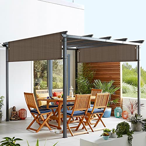 FLORALEAF Pergola Shade Brown Cover Universal Replacement Canopy for Outdoor Patio Porch Backyard Gazebo with Grommets Weighted Rods 8'×12'