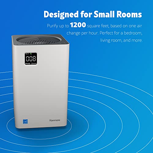 Kenmore PM2010 Air Purifier with H13 True HEPA Filter, Covers Up to 1200 Sq.Foot, 24db SilentClean 3-Stage HEPA Filtration System, 5 Speeds for Home Large Room, Kitchens & Bedroom