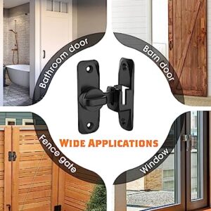 90/180 Degree Barn Door Lock, Small Flip Gate Latches Hardware, Door Security Sliding Door Latch Lock fo Cabinets, Barn Door, Bathroom, Gardenr Doors (Black-1Pc)