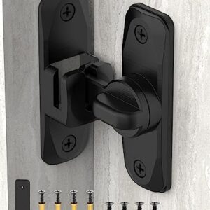 90/180 Degree Barn Door Lock, Small Flip Gate Latches Hardware, Door Security Sliding Door Latch Lock fo Cabinets, Barn Door, Bathroom, Gardenr Doors (Black-1Pc)