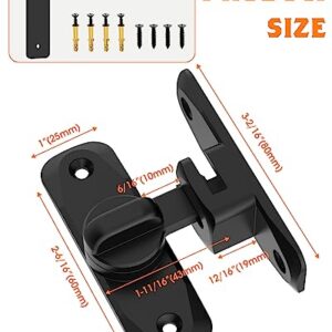 90/180 Degree Barn Door Lock, Small Flip Gate Latches Hardware, Door Security Sliding Door Latch Lock fo Cabinets, Barn Door, Bathroom, Gardenr Doors (Black-1Pc)