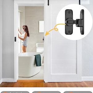 90/180 Degree Barn Door Lock, Small Flip Gate Latches Hardware, Door Security Sliding Door Latch Lock fo Cabinets, Barn Door, Bathroom, Gardenr Doors (Black-1Pc)