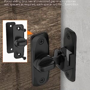 90/180 Degree Barn Door Lock, Small Flip Gate Latches Hardware, Door Security Sliding Door Latch Lock fo Cabinets, Barn Door, Bathroom, Gardenr Doors (Black-1Pc)