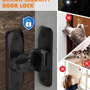 90/180 Degree Barn Door Lock, Small Flip Gate Latches Hardware, Door Security Sliding Door Latch Lock fo Cabinets, Barn Door, Bathroom, Gardenr Doors (Black-1Pc)