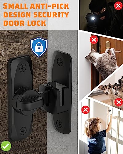 90/180 Degree Barn Door Lock, Small Flip Gate Latches Hardware, Door Security Sliding Door Latch Lock fo Cabinets, Barn Door, Bathroom, Gardenr Doors (Black-1Pc)