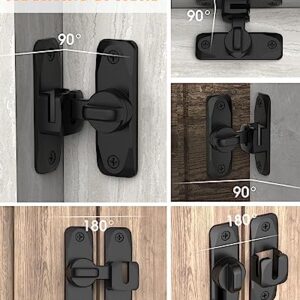 90/180 Degree Barn Door Lock, Small Flip Gate Latches Hardware, Door Security Sliding Door Latch Lock fo Cabinets, Barn Door, Bathroom, Gardenr Doors (Black-1Pc)