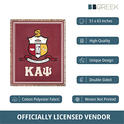 BBGREEK Kappa Alpha Psi Fraternity Paraphernalia - Woven Tapestry Throw Blanket - 51 x 63 Inches - Shield - Official Vendor