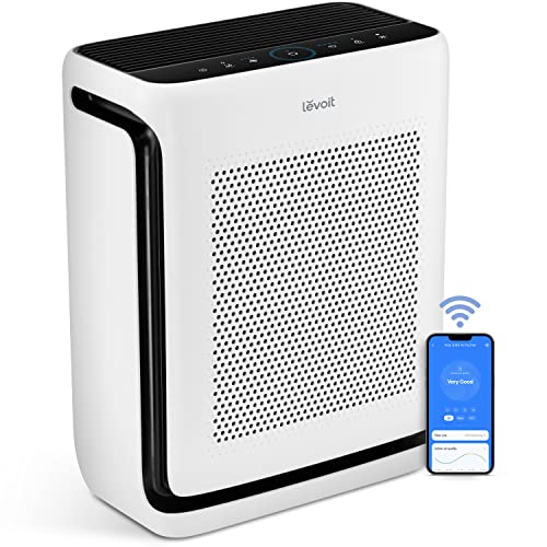 LEVOIT Air Purifiers Up to 1900 Ft² in 1 Hr with Washable Filters, Air Quality Monitor, Smart WiFi, Pet Hair in Bedroom, Vital 200S & Air Purifiers, Pet Allergies, White