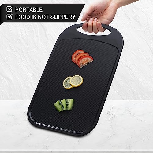 Bestdin Cutting Boards for Kitchen, Black Cutting Board Set for 3, BPA Free Chopping Board, Plastic Cutting Board with Easy Grip Handle, Non-porous Meat Cutting Board, Dishwasher Safe.