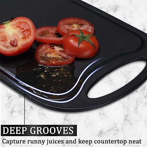 Bestdin Cutting Boards for Kitchen, Black Cutting Board Set for 3, BPA Free Chopping Board, Plastic Cutting Board with Easy Grip Handle, Non-porous Meat Cutting Board, Dishwasher Safe.