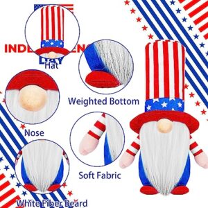 2PCS 4th of July Gnome Patriotic Gnomes Plush Independece Gnomes Decorations Couple Handmade Swedish Tomte Gnomes Ornaments for Patriotic Party Table Decoration Tiered Tray Decorations Fireplace Decor