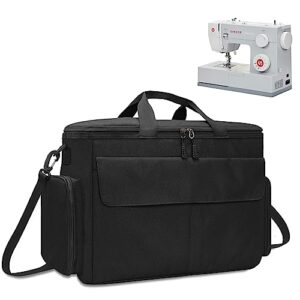 skureay sewing machine carrying case, universal sewing machine tote bag with multiple storage pockets & removable thick pad - compatible with most standard sewing machines and sewing accessories