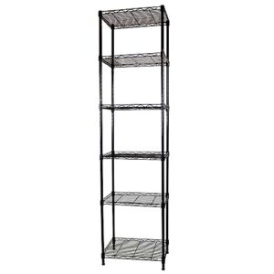 sunlph 6-tier wire shelving adjustable shelves unit metal storage rack for laundry bathroom kitchen pantry closet organization (black, 16.6" l x 11.4" w x 64.6" h)…