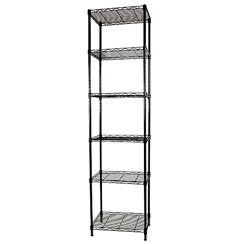 SUNLPH 6-Tier Wire Shelving Adjustable Shelves Unit Metal Storage Rack for Laundry Bathroom Kitchen Pantry Closet Organization (Black, 16.6" L x 11.4" W x 64.6" H)…