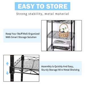 SUNLPH 6-Tier Wire Shelving Adjustable Shelves Unit Metal Storage Rack for Laundry Bathroom Kitchen Pantry Closet Organization (Black, 16.6" L x 11.4" W x 64.6" H)…