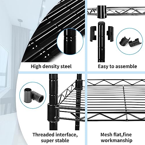 SUNLPH 6-Tier Wire Shelving Adjustable Shelves Unit Metal Storage Rack for Laundry Bathroom Kitchen Pantry Closet Organization (Black, 16.6" L x 11.4" W x 64.6" H)…