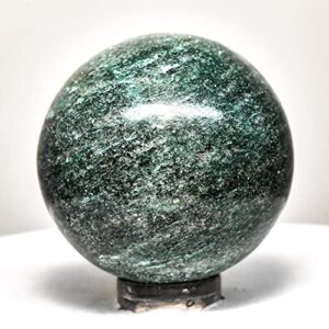 38mm deep green jade sphere sparkling natural mineral ball polished nephrite crystal stone - india + stand