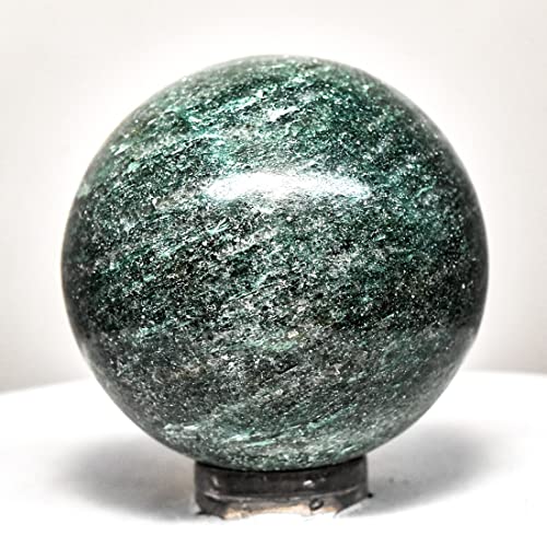 38mm Deep Green Jade Sphere Sparkling Natural Mineral Ball Polished Nephrite Crystal Stone - India + Stand