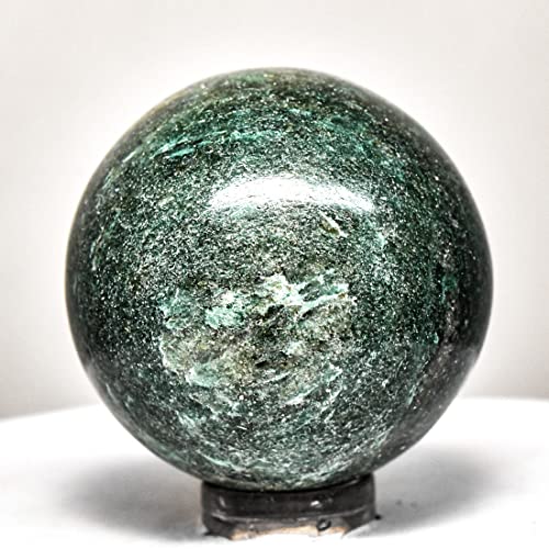 38mm Deep Green Jade Sphere Sparkling Natural Mineral Ball Polished Nephrite Crystal Stone - India + Stand