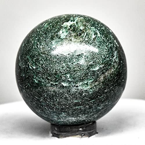 38mm Deep Green Jade Sphere Sparkling Natural Mineral Ball Polished Nephrite Crystal Stone - India + Stand