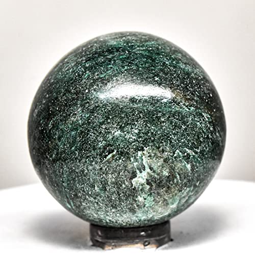 38mm Deep Green Jade Sphere Sparkling Natural Mineral Ball Polished Nephrite Crystal Stone - India + Stand