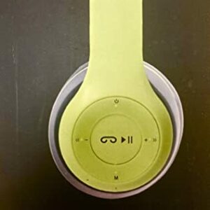 Athletic Wireless Bluetooth On Ear P47, Lightweight FM Radio Travel Headphones (Neon Green)