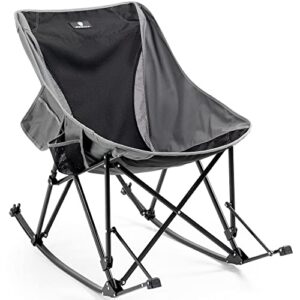 dowinx folding rocking camping chair, portable outdoor rocker for patio, garden, lawn, supports up to 300 lbs, black