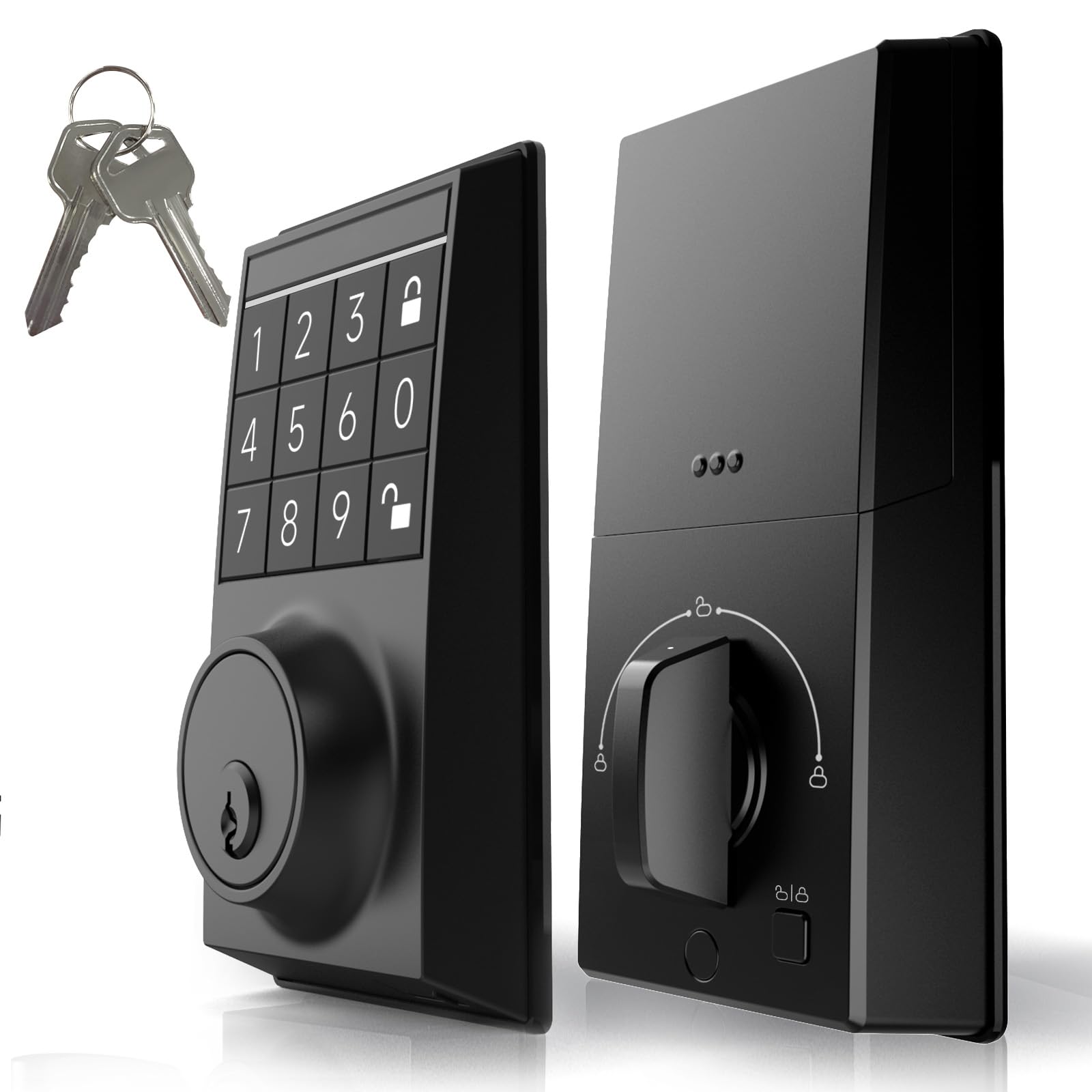 EnergyIC Keyless Entry Door Lock, Door Locks with Keypads, Keypad Deadbolt Smart Lock, Keyed Entry, One-Click Lock/Unlock Function, 103 User Codes, Mute, Low Battery Indicator, 2 Keys, Black