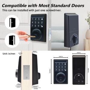 EnergyIC Keyless Entry Door Lock, Door Locks with Keypads, Keypad Deadbolt Smart Lock, Keyed Entry, One-Click Lock/Unlock Function, 103 User Codes, Mute, Low Battery Indicator, 2 Keys, Black