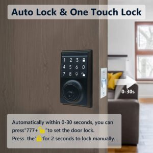 EnergyIC Keyless Entry Door Lock, Door Locks with Keypads, Keypad Deadbolt Smart Lock, Keyed Entry, One-Click Lock/Unlock Function, 103 User Codes, Mute, Low Battery Indicator, 2 Keys, Black