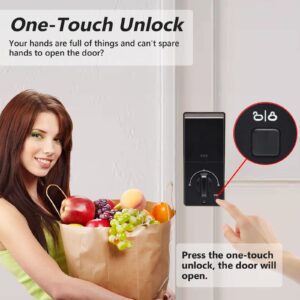 EnergyIC Keyless Entry Door Lock, Door Locks with Keypads, Keypad Deadbolt Smart Lock, Keyed Entry, One-Click Lock/Unlock Function, 103 User Codes, Mute, Low Battery Indicator, 2 Keys, Black