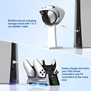 JOYTORN PS-5 Edge Controller Charger Station,Dual Fast Charging Dock for DualSense Wireless Controllers with LED Indicator,Headset Holder,Type-c Charger Cable,White