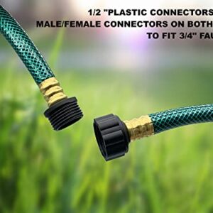 1/2 Inch Garden Hose 15FT, Boat Hose, Flexible & Durable, with 3/4" Solid PVC Male to Female Fitting for Household, Outdoo