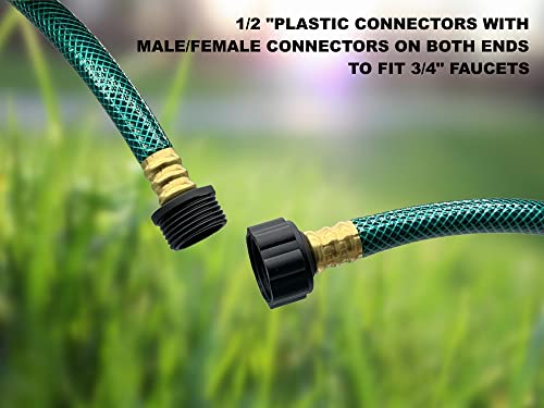 1/2 Inch Garden Hose 15FT, Boat Hose, Flexible & Durable, with 3/4" Solid PVC Male to Female Fitting for Household, Outdoo