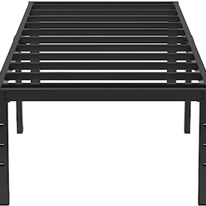 QEROMY 18-Inch Twin-Bed-Frame, Metal Platform Bed Frame Twin, Quick & Easy Assembly, Heavy Duty Bed Frame No Box Spring Needed, Noise-Free, Black