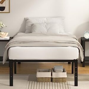 QEROMY 18-Inch Twin-Bed-Frame, Metal Platform Bed Frame Twin, Quick & Easy Assembly, Heavy Duty Bed Frame No Box Spring Needed, Noise-Free, Black