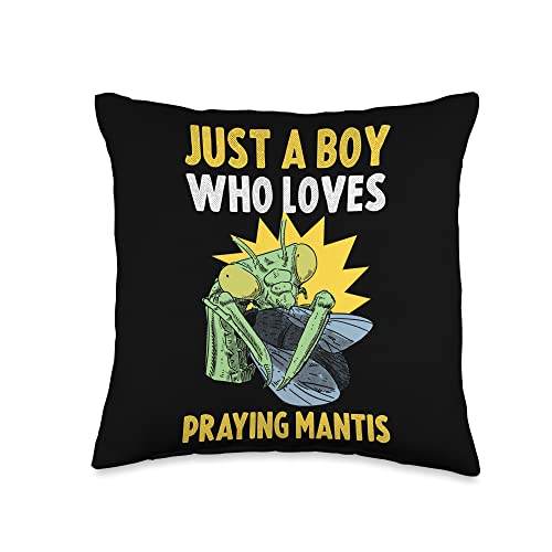 Just A Boy Who Loves Praying Mantis Throw Pillow, 16x16, Multicolor