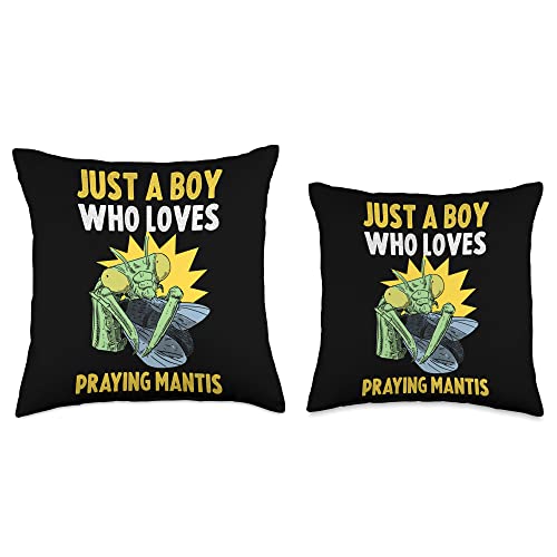 Just A Boy Who Loves Praying Mantis Throw Pillow, 16x16, Multicolor