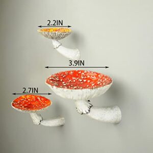 3Pcs Mushroom Hangers, Mushroom Shelves, Wall Mounted Whimsical Mushrooms, Wall Mounted Trays Available for Bedroom, Bathroom, Kitchen.